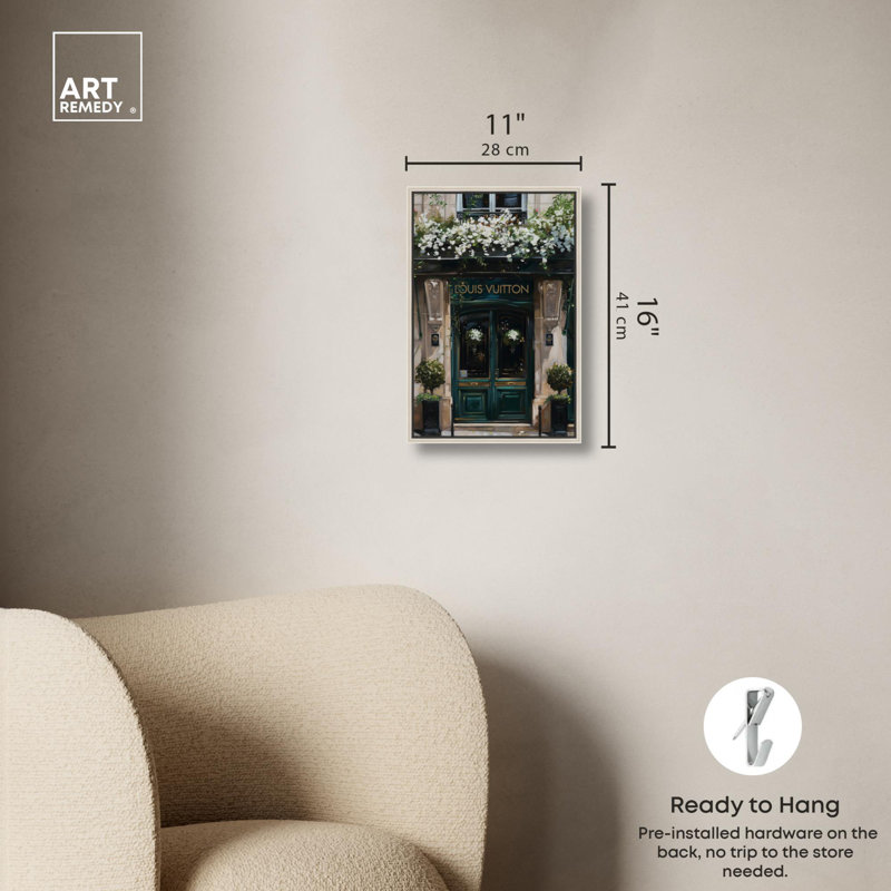 «Spring Emerald Store Canvas Fashion and Glam» par Spring , Cadre flottant argent, H 16 po x l 11 po