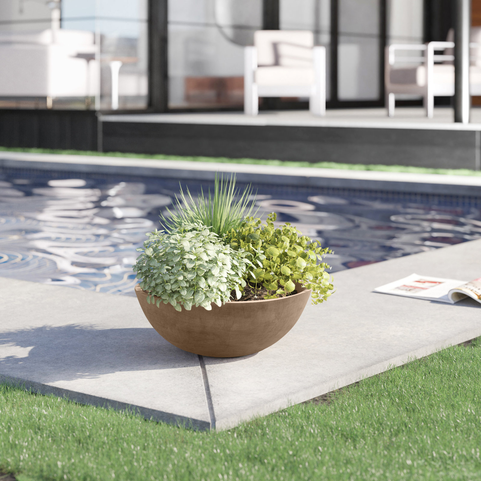 Haven 12" Pot Planter, Dark Charcoal, 4.5" H x 12" W x 12" D