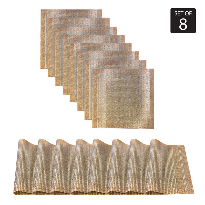 Ensemble de 8 napperons Palermo, Champagne, 19 po x 19 po