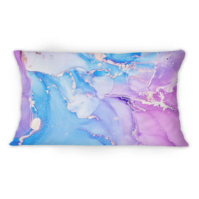 Blue And Purple Abstract Marble II - Modern Printed Throw Pillow 1