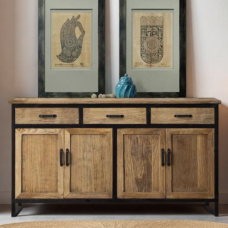 Armoire d'entrée en bois massif American Country, H 35,4 po x l 78,7 po x P 15,7 po