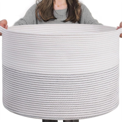 Extra Large Woven Baskets For Storage, 21.7'' X 13.8'' Wicker Basket With Handle For Blankets, Big Laundry Baskets For Clothes, Pillows, Towel, Shoe Basket For Entryway, 90L Jute