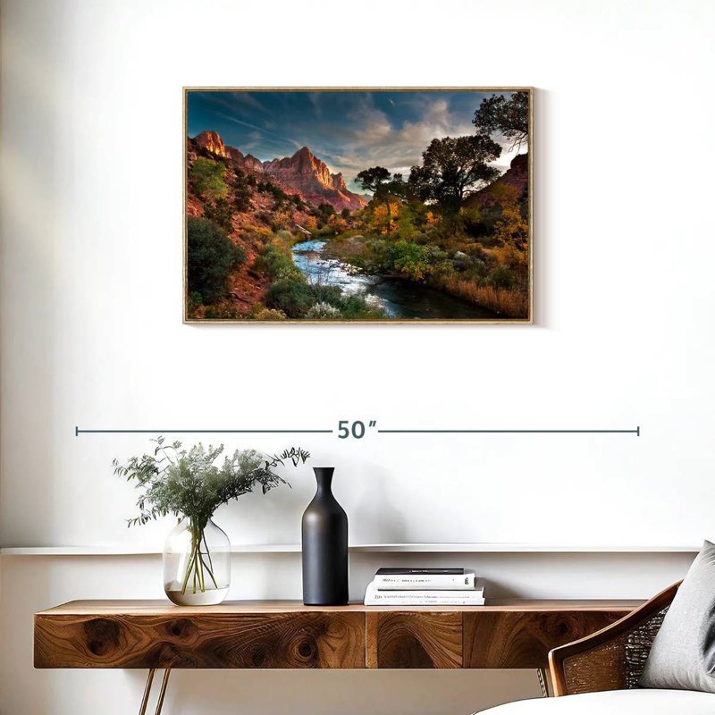 Paysage de Sion, Cadre flottant en bois naturel, 31 po x 21 po