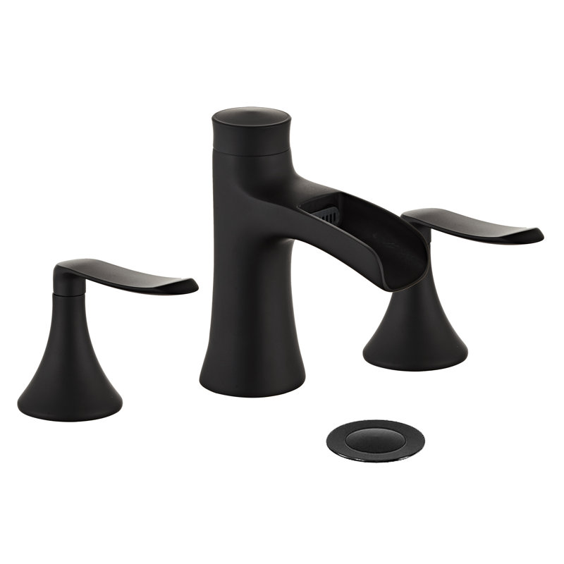 Widespread 2-handle Bathroom Faucet with Drain Assembly, Matte Black