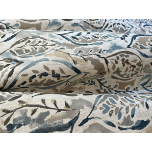Rideaux à imprimé feuilles bleu marine et brun clair