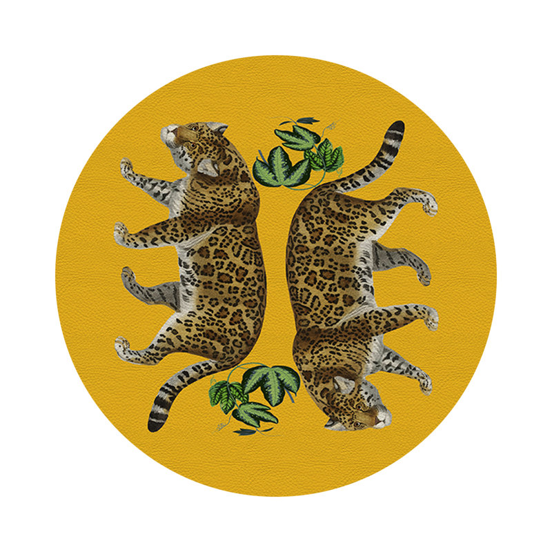 Leopard Placemat Set, Hot Yellow