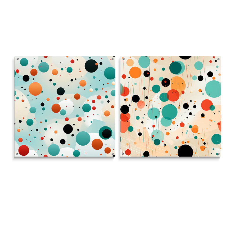 Chloi - Ensemble de 2 peintures murales abstraites en acrylique, H 16 po x l 33 po