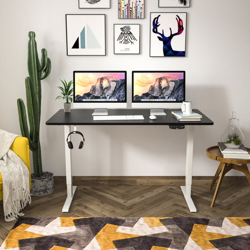 Bureau debout à hauteur ajustable Studley, H 47,3 po x l 55 po x P 28 po, Noir / blanc