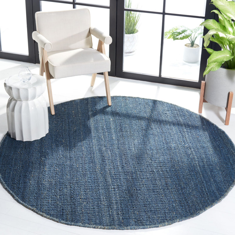Natural Fiber Three Hundred Sixty Eight Area Rug In Navy, Round 10'