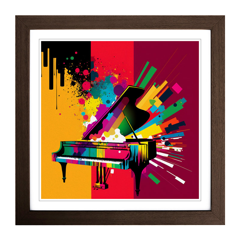 Piano Pop 1 Piece Single Picture Frame Wall Art, Walnut
