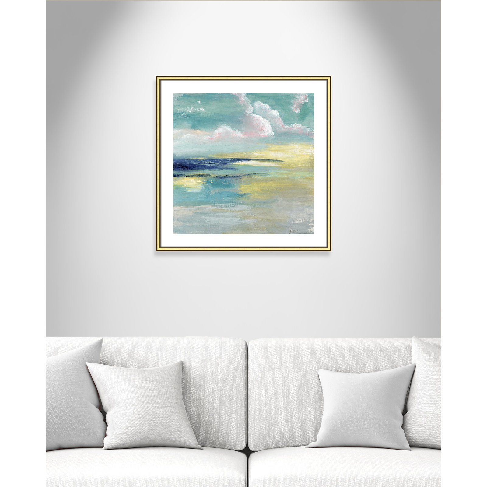 Ocean View by Tava Studios - Painting Print, Gold Framed Paper, 28.75" H x 28.75" W x 0.88" D