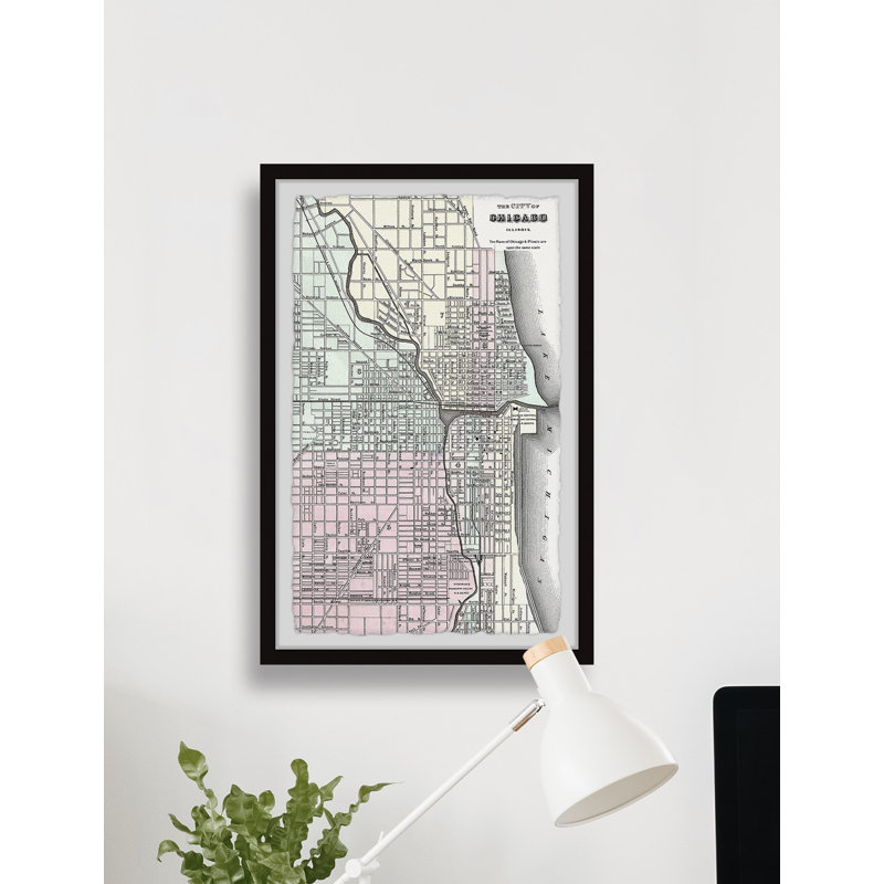 Carte de Chicago VI - impression encadrée, H 12 po x l 8 po x P 1,5 po