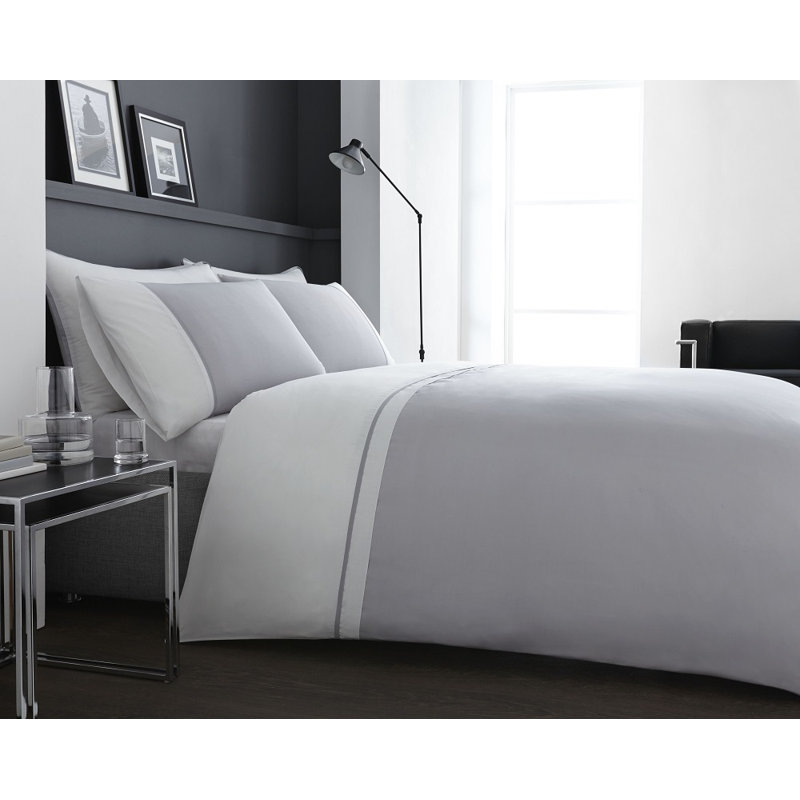 Berkshire Cotton Blend No Pattern Duvet Cover Set with Pillowcases, Grey, Super King Duvet Cover + 2 Standard Pillowcases