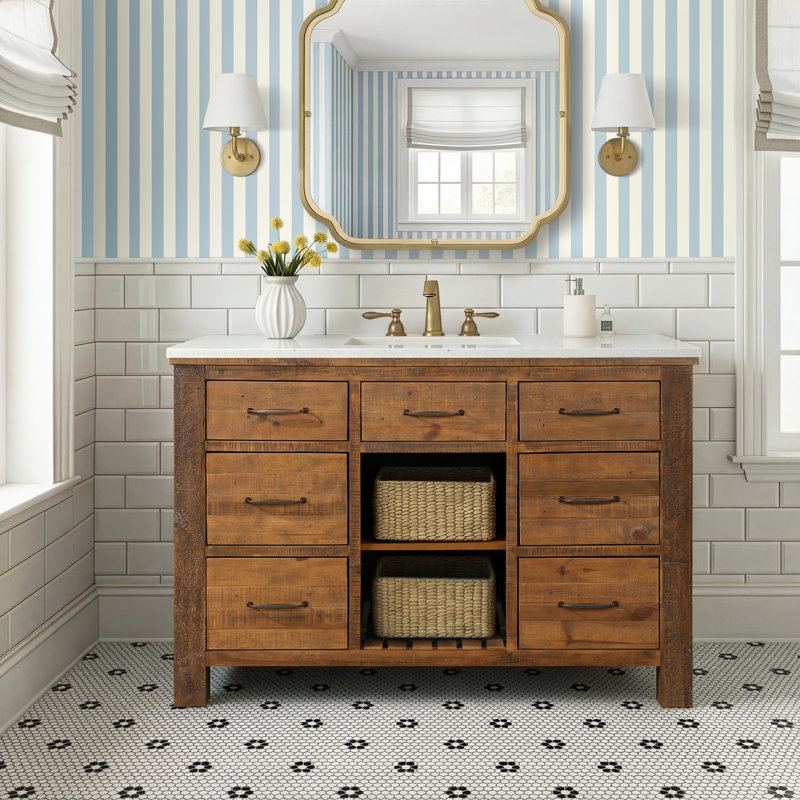 Marlie 48'' Single Bathroom Vanity with Quartz Top
