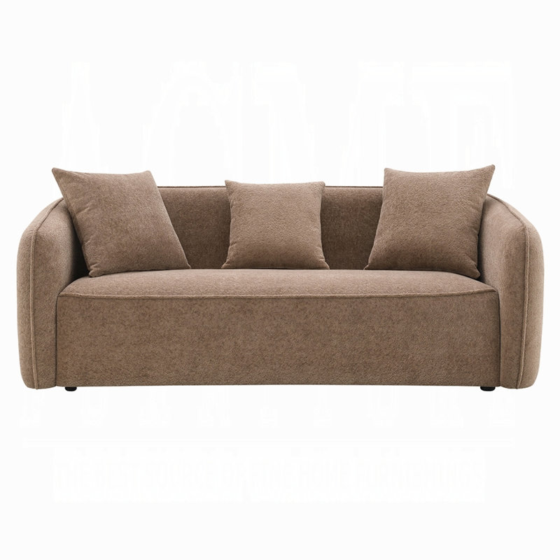 Canapé Keina, 3 coussins décoratifs, chenille douce moderne, 79 pouces, Brun