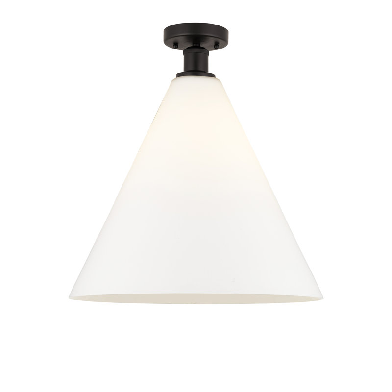 Plafonnier semi-encastré 1 lumière Yohannes, Blanc mat, H 17,13 po x l 16 po x P 16 po, Bronze huilé