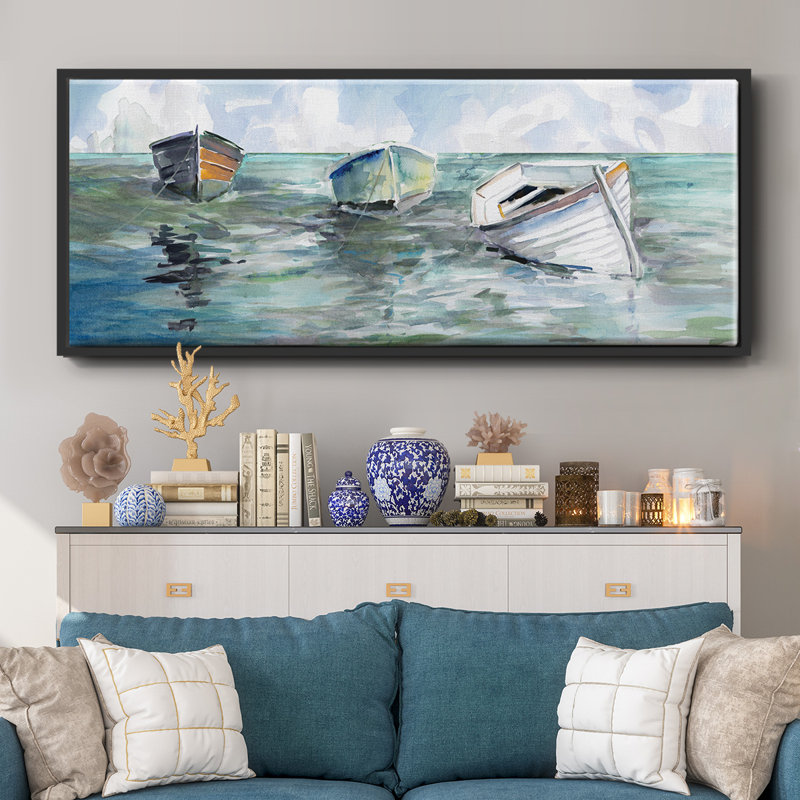 " Caught At Low Tide I ", 20" H x 50" W x 1.5" D, Black