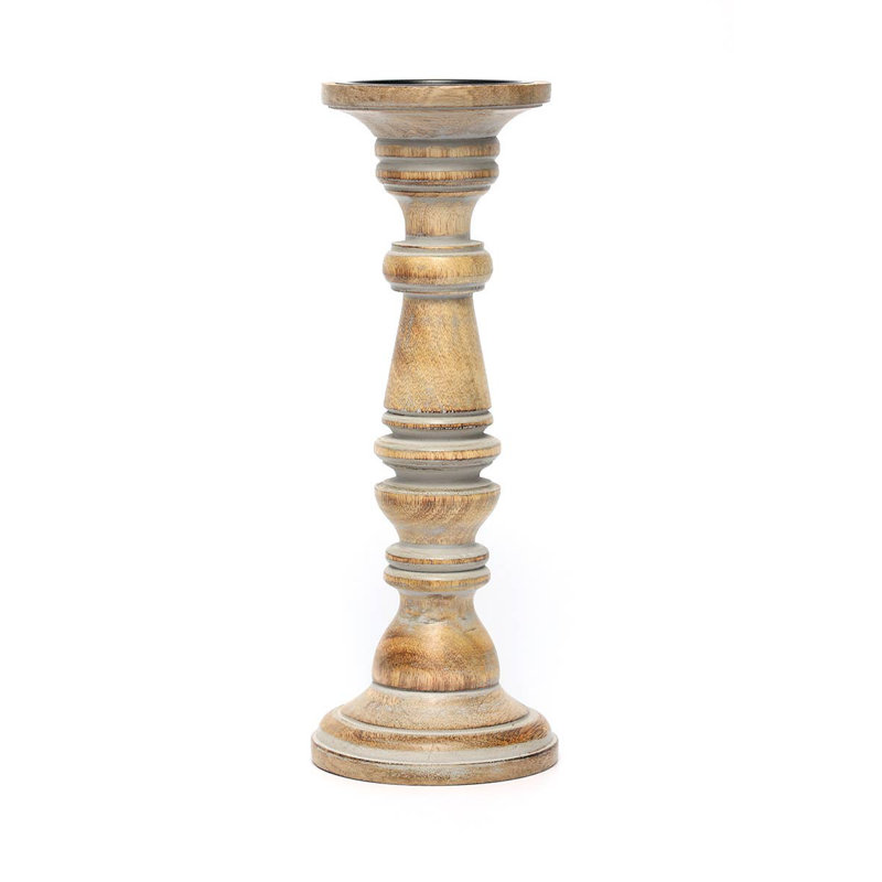Porte-bougie en bois | Porte-bougie décoratif en bois | 12 po