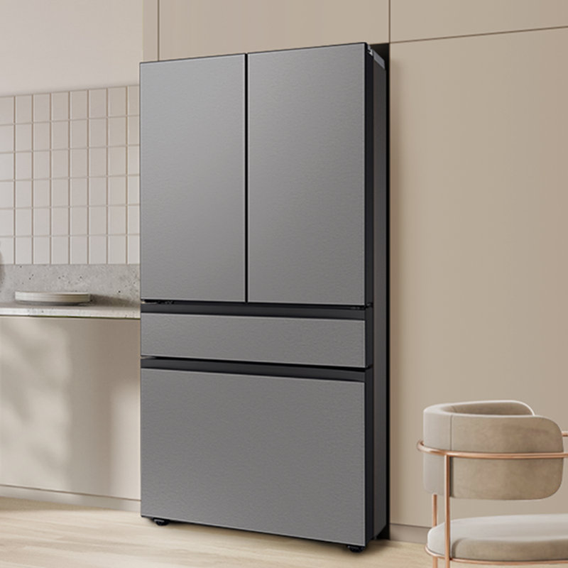 Samsung 29 cu. ft. Bespoke 4-Door French Door Refrigerator with Inner Beverage Center in Stainless Steel