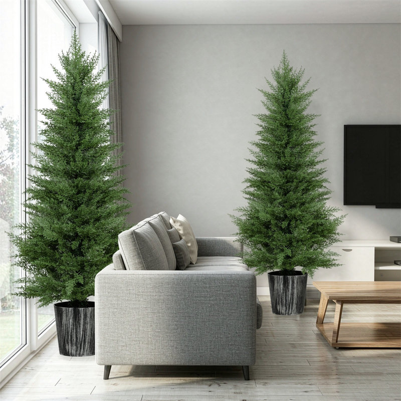 Faux Cypress Tree Plant, 135cm H x 50cm W x 50cm D