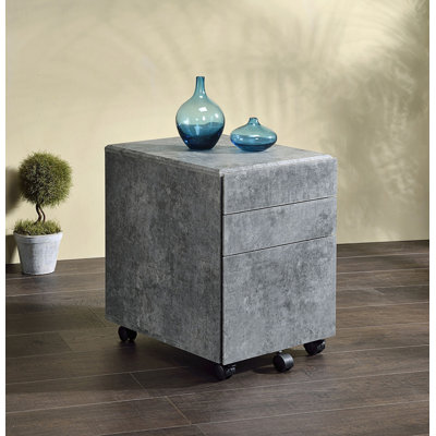 3-Drawers Storage File Cabinet With Caster Wheels, Living Room Cabinet