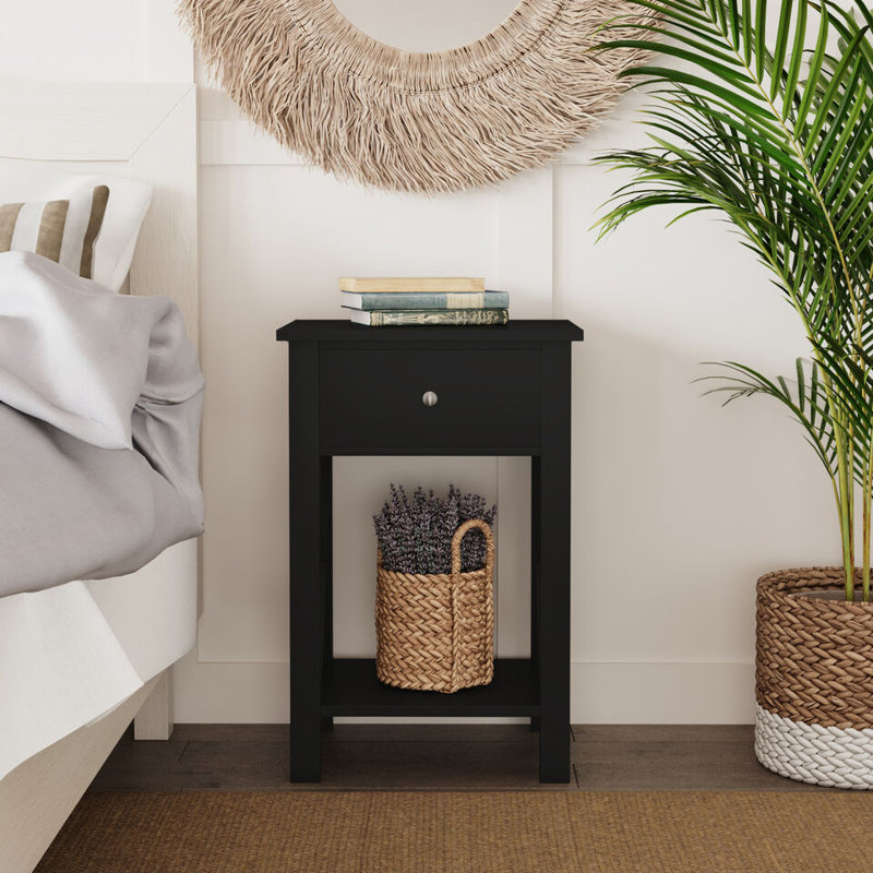 Maceo Solid Wood End Table, Black