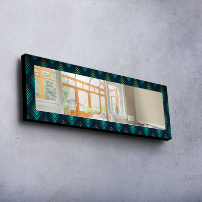Elegant Decorative Mirror with 100% Pine Wood Frame, 15.7 x 47.2 inches | Real Glass Mirror (Thickness: 0.2 inches) | Stylish Fabric Painting | Ideal for Living Room, Bedroom & Entryway Decor