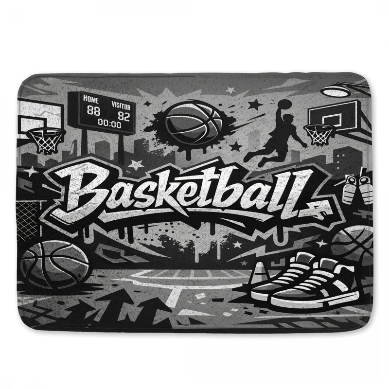 Tapis de bain Basketball Graffiti Art, L 24 po x L 17 po