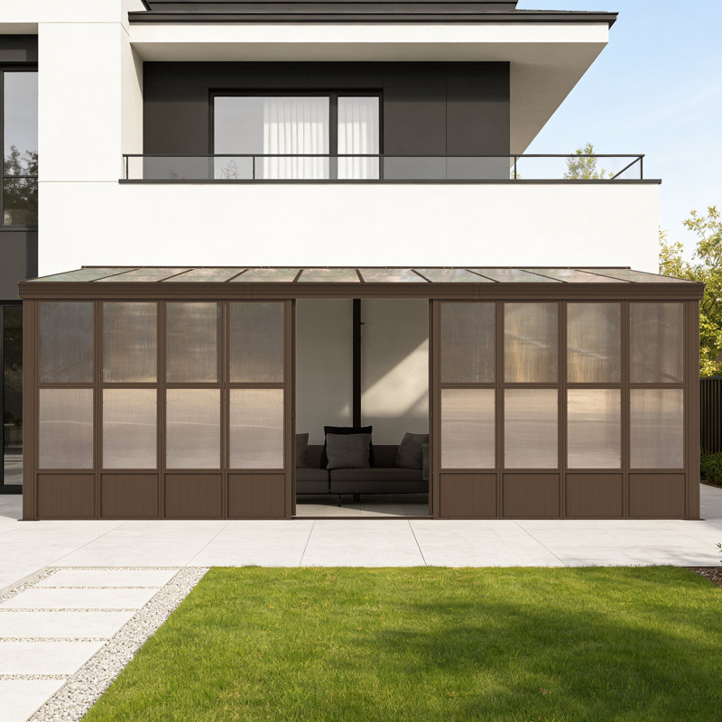 Solarium mural en aluminium pour patio, H 97,32 po x l 236 po x P 144 po