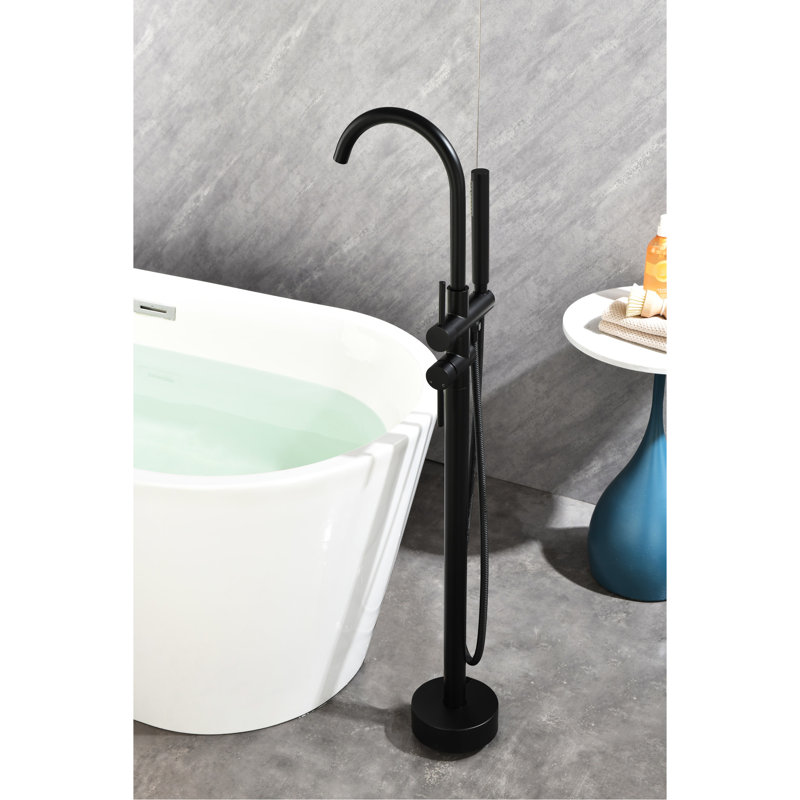 Handheld Shower Tub Faucet With Corrosion Resistance And Durability - High Flow Freestanding Filler Splash Aerator, Black