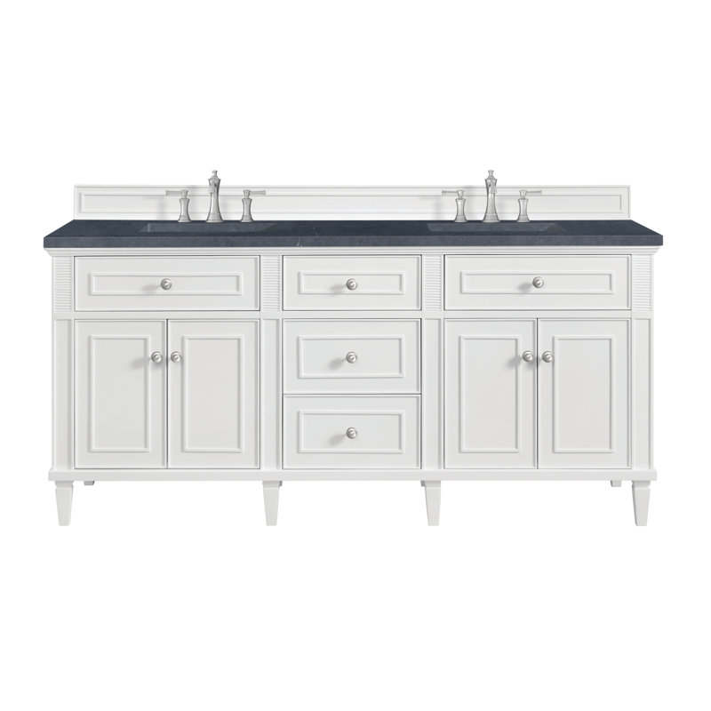 Lorelai 72'' W Double Vanity, Bright White, Charcoal Soapstone, 8" Widespread