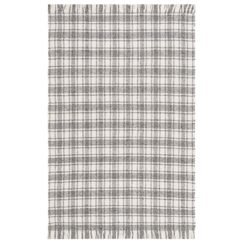 Jacques Hand Woven Wool Plaid Rug, Rectangle 5' x 8'