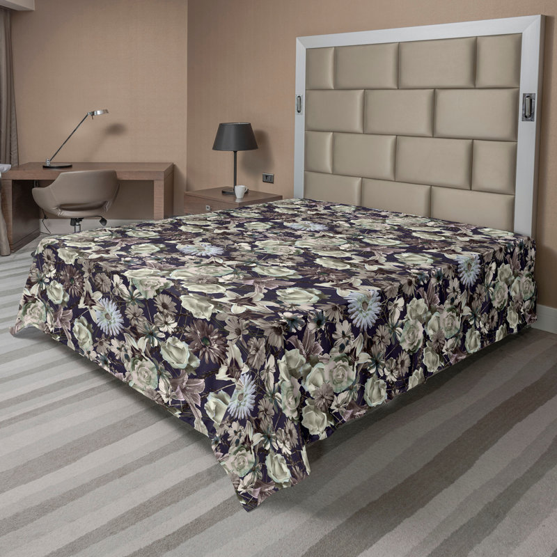 Drap plat botanique Ambesonne, Drap plat pour très grand lit californien