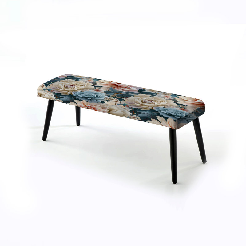 Banc rembourré noir damassé Musser