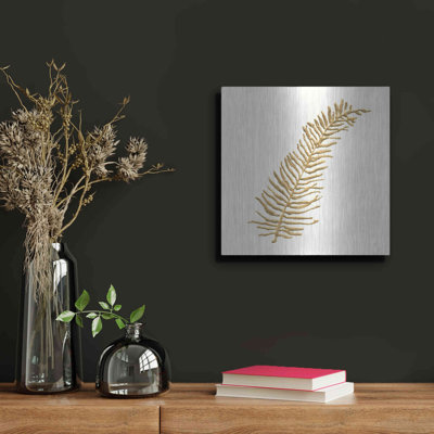  «Gilded Fern I» par Chris Paschke, art mural en métal, 12 po x 12 po