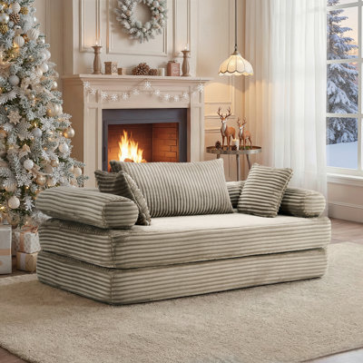 Modern Convertible Sleeper Sofa Stackable Corduroy Sofa Bed by Latitude Run