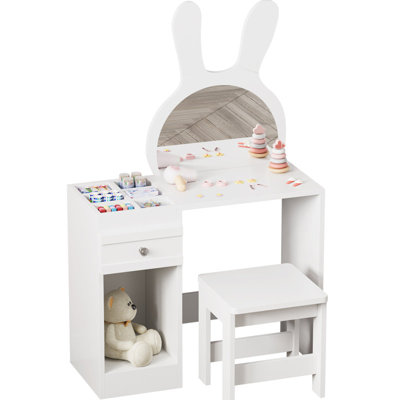 Freelon Kids Vanity Set with Mirror, White