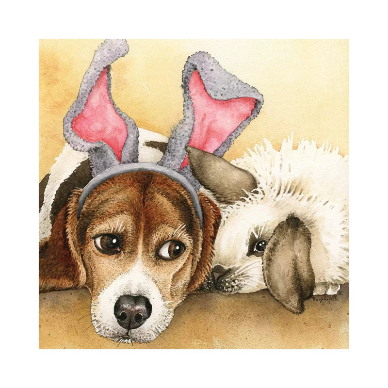 Bunny Friends by Tracy Lizotte - Painting on Canvas, Wrapped Canvas, 45.72cm H x 45.72cm W x 3.81cm D