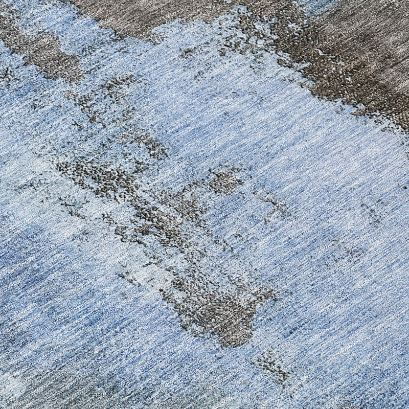 Blue Abstract Washable Synthetic 3' x 5' Area Rug