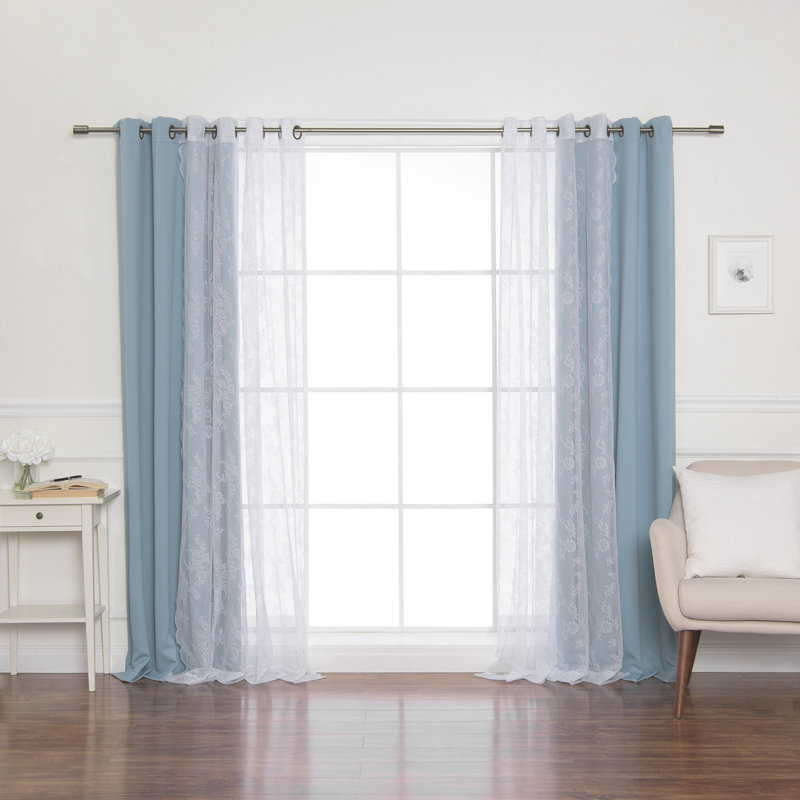 Evelina Room Darkening Curtain Panel Pair, Ocean, 52" x 96"