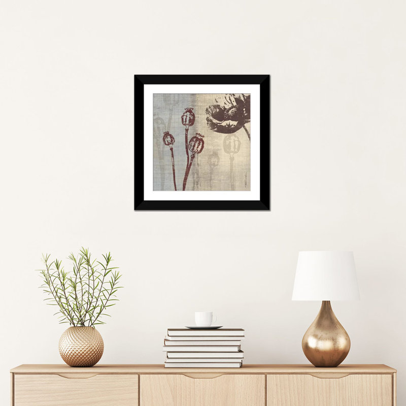 «Chocolate Poppy», impression sur toile tendue, H 16 po x l 16 po x P 1 po, Papier avec cadre noir, Blanc