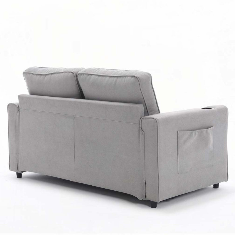 Ebern Designs Upholstered Tufted Loveseat with Pull Out Sleeper ...