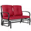 Chaise berçante d'extérieur en métal avec coussins-2095077274-2107773419