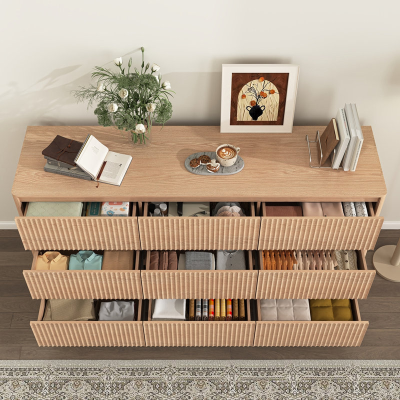 Commode 9 tiroirs Modern Modern, Naturel
