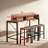 4-piece bar table and chairs set, bar table with LED light and 3 saddle stools-742528010