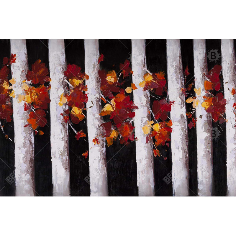 Arbres et feuilles d'automne - Toile orange pour le décor de la chambre à coucher