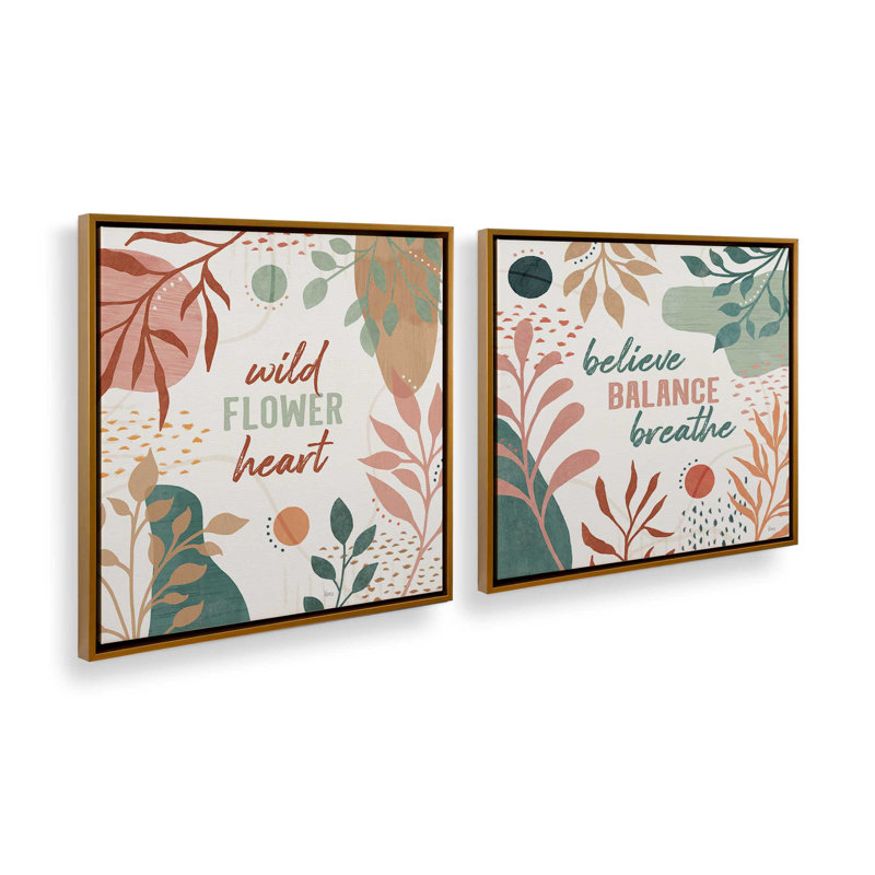 Ensemble de 2 Wild Wisdom, Cadre flottant or poli, H 13 po x l 26 po