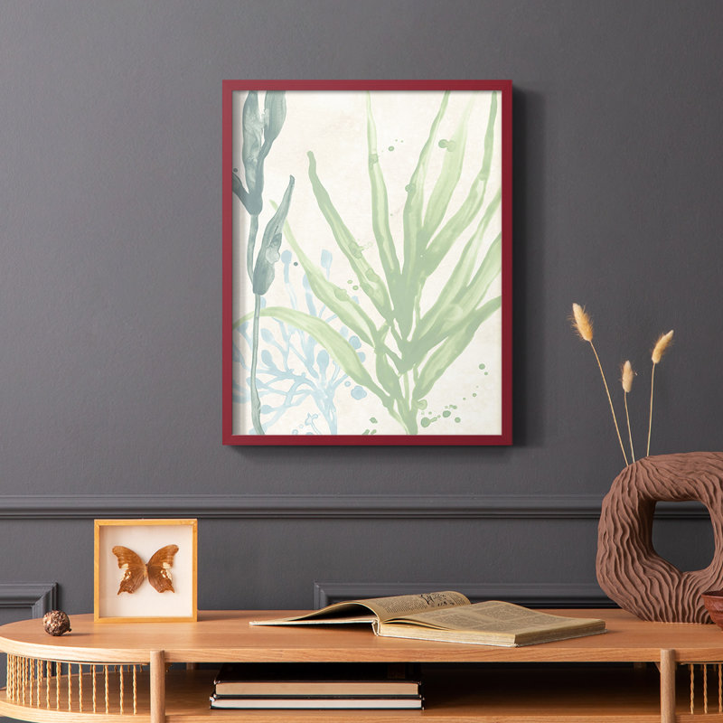 «Swaying Seagrass I», reproduction encadrée - bois massif, H 20 po x l 16 po, Blanc