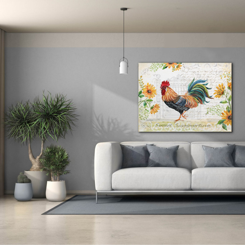 «Seasonal Rooster 8» par Jean Plout, art mural sur toile, H 40 po x l 54 po