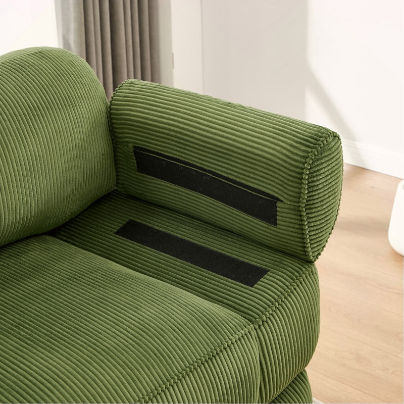 Canapé en velours côtelé avec 1 coussin - brun, Brun